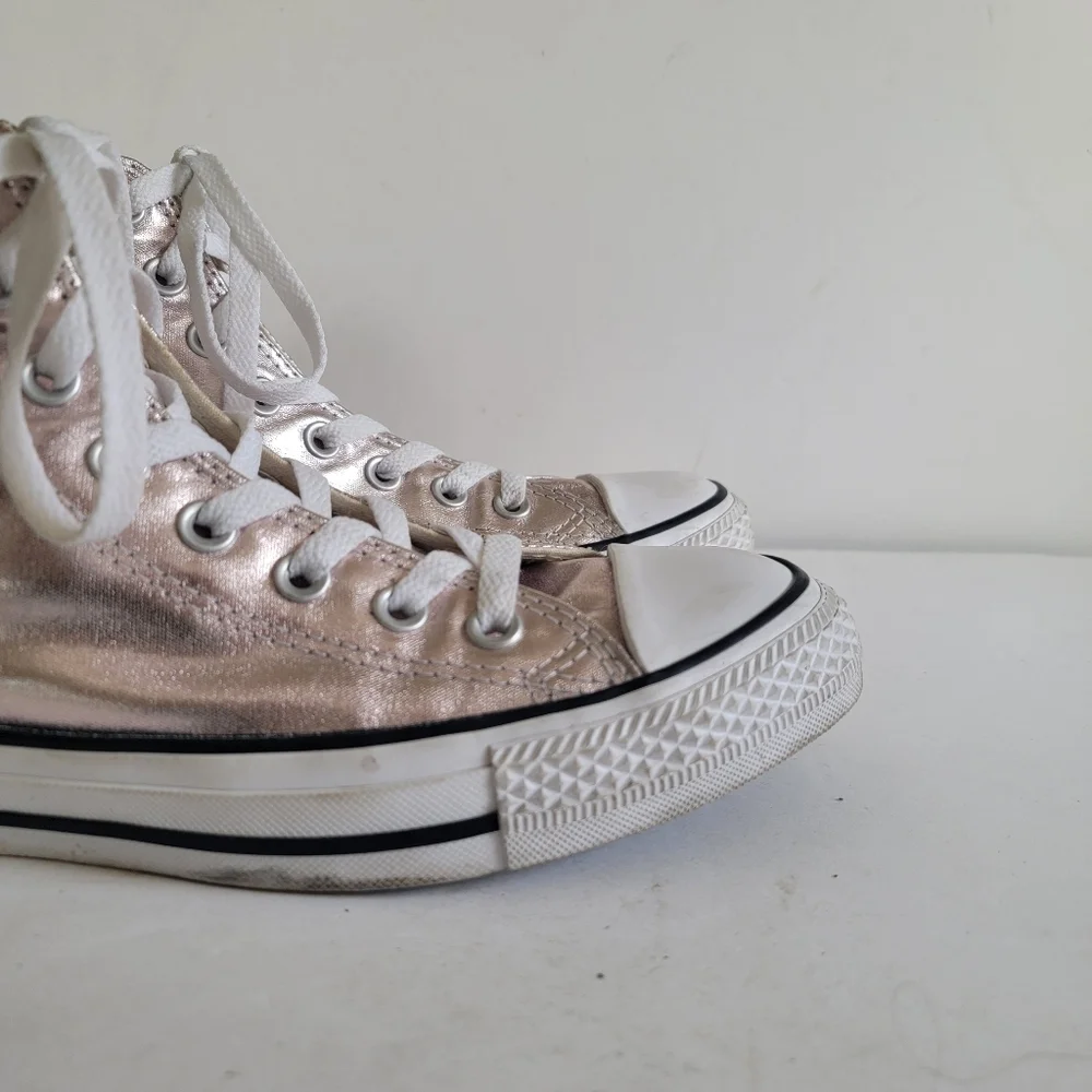 Converse Pink Rose Quartz Metallic Hi Tops Size 9 40 Streetwear Sneakers - Picture 7 of 16